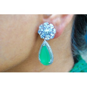 Floral Emerald Dangler Drop Earrings
